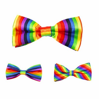 Rainbow Striped Bow Tie