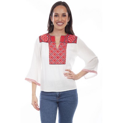 Honey Creek White Blouse w/Front & Back Yoke