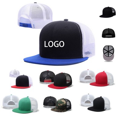 Hip Hop Style Flat Bill Mesh Caps