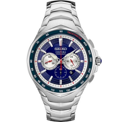 Seiko Coutura Stainless Steel Quartz Chronograph Watch w/Blue Dial