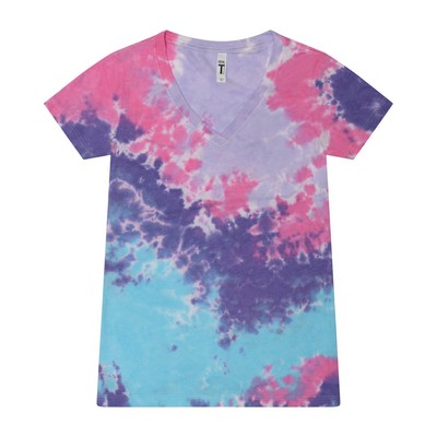 Tie-Dye Ladies' V-Neck T-Shirt