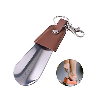 Stainless Steel 5" Travel Shoe Horn with Keychain