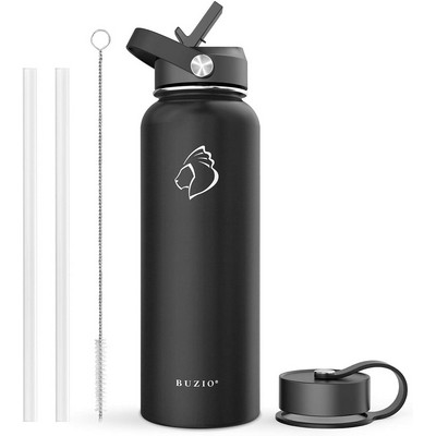 Stainless Steel Water Bottle, 40 oz Vacuum Insulated Water Bottle with Straw Lid and Flex Cap