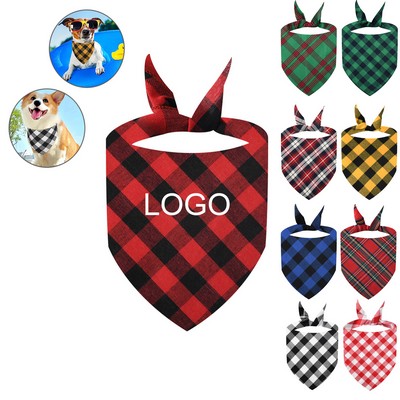 Triangle Pet Bandanas Plaid Bibs