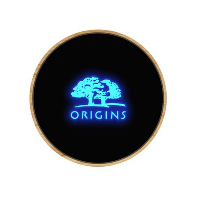 15W Light Up Logo Bamboo Wireless Charger