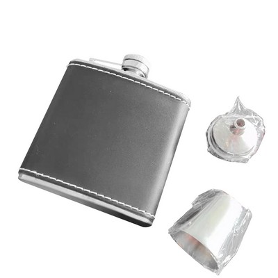 8oz Stainless Steel Flask with Black Wrap