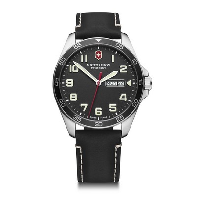 FieldForce Black Dial Watch w/Leather Strap