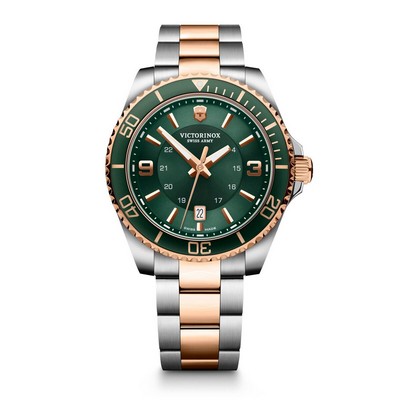 Maverick Two Tone Watch w/Green Dial