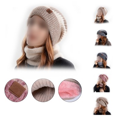 2PCS Bi-color Chunky Beanie Neck Gaiter Set