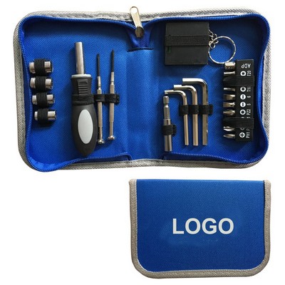 22 Piece Mini Tool Set w/Zipper Folding Case