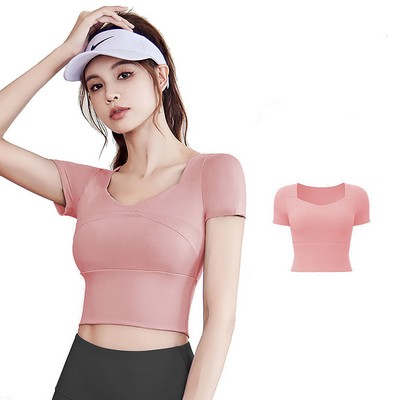 Short Sleeved Sports Bra Yoga Top