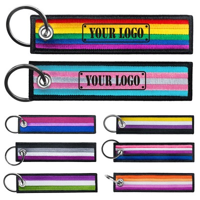 Pride Rainbow Embroidered Keychains