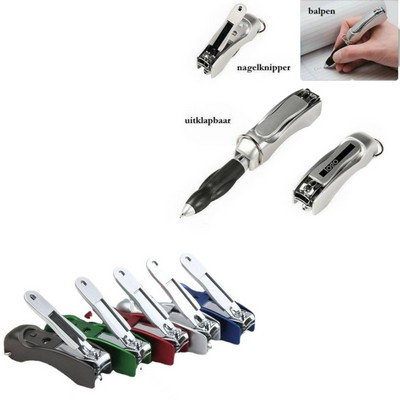 Folding Ballpoint Pen with Nail Clipper