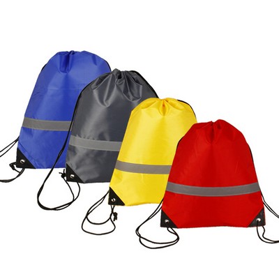 Reflective Strip Drawstring Backpack Bag