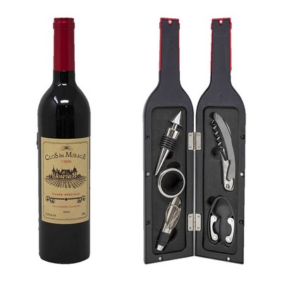 5-Piece Corkscrew Tool Set in Decorative Wine Bottle Case