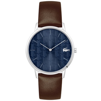 Lacoste™ Crocorign Gentleman's Stainless Steel Watch w/Navy Blue Dial & Brown Leather Strap