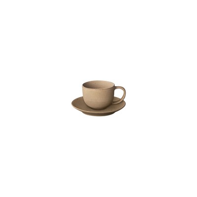 blomus Kumi Fungi Beige Stoneware Coffee Cups w/Saucers (Set Of 2)