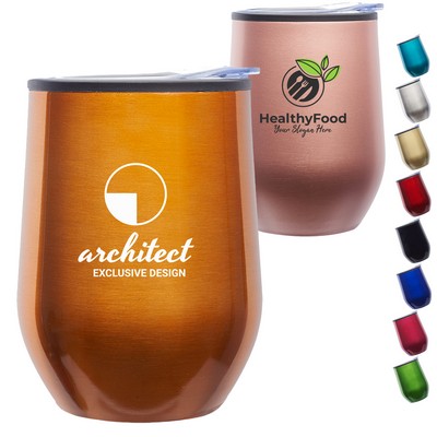 12 Oz. Shelby Stemless Wine Glasses W/ Convenient Lid