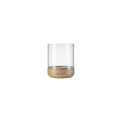 blomus Lanto Small Hurricane Lamp w/Wood Base