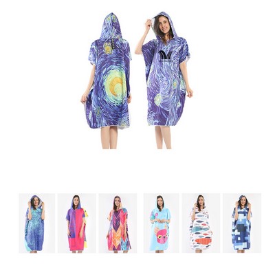 Surf Poncho Changing Beach Towel Robe With Hood