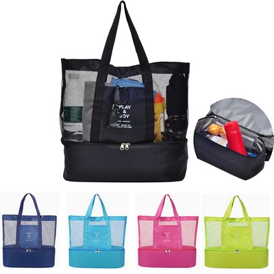 Mesh Beach Cooler Tote Bag