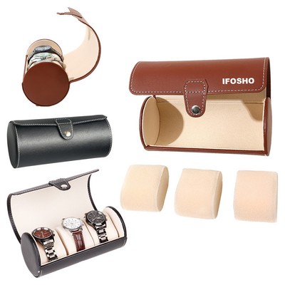 Leather Travel Watch Case 3-Slot