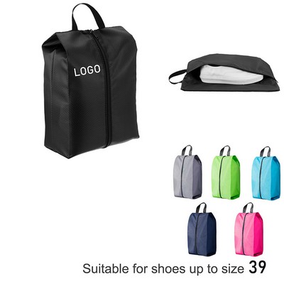 Custom Polyester Dust Resistant Shoe Bag w/Smooth Zipper Closure & Handle