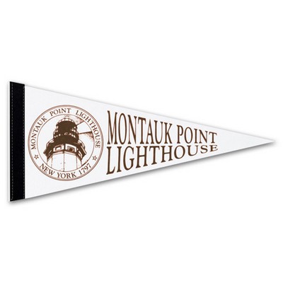 White Felt Pennant w/ 1" Sewn Strip (8"x18")