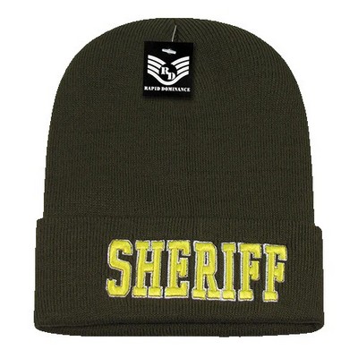 Rapid Dominance Sheriff Olive Green Knit Cap Beanie w/Cuff