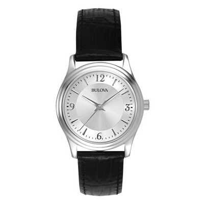 Bulova Watches Corporate Collection Ladies' Black Leather Strap Watch