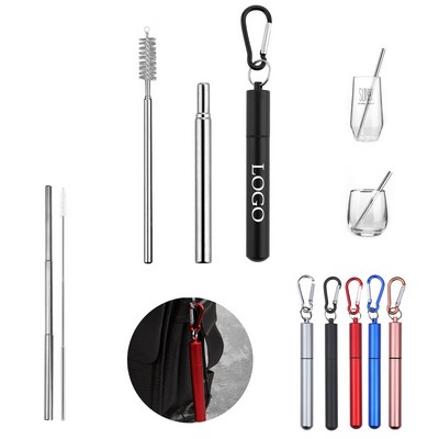 Collapsible Stainless Steel Straw With Aluminum Case