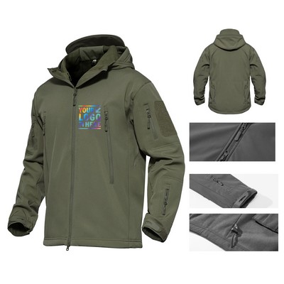 Men's Tactical Jacket with 7 Pockets Performance Fleece Lined Water Resistant Soft Shell Winter Coat