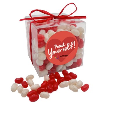 Lovely Acetate Cube with Red & White Jelly Belly® Jelly Beans