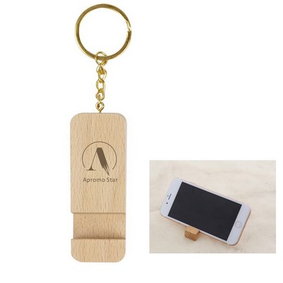 Wooden Phone Holder Keychain