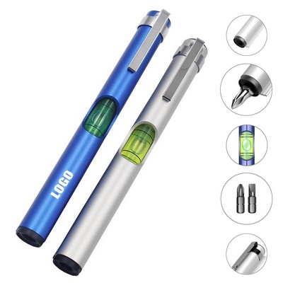 Multi-Function Screwdriver with Built-In Level and Pocket Clip