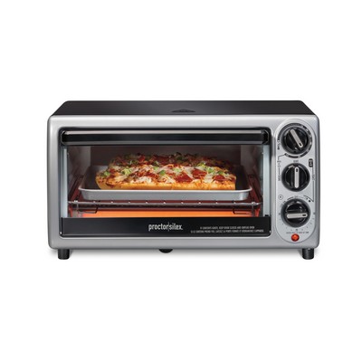 Proctor Silex Modern Toaster Oven 1100 Watts Black w/Silver Accents