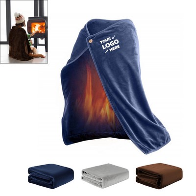 Cordless USB Heated Blanket Shawl With Buttons