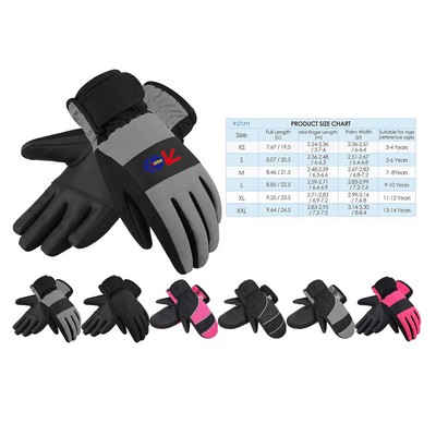 Kids Ski Gloves, Waterproof Winter Snow Snowboard Gloves Warm Touchscreen Gloves