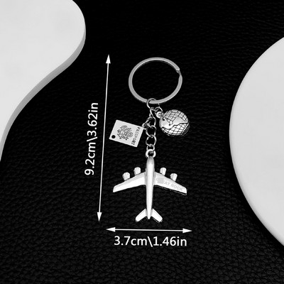 Airplane Shape Key Chain with Passport Earth Pendant Airline Company Giveaway