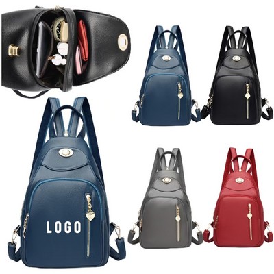 Women Leather Backpack Luxury Female Shoulder Bag Chest Bags