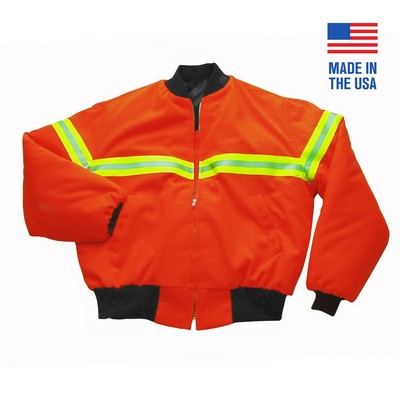 Polyester Oxford Fluorescent Orange Tanker Jacket w/Tape - Domestic