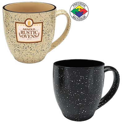 14.5 Oz. Black Speckled Bistro Mug - Dishwasher Resistant - Precision Spot Color