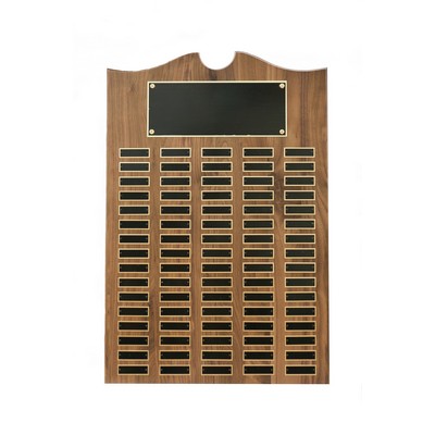 Roster Series American Walnut Plaque w/ 80 Individual Black Brass Plates (20"x30")