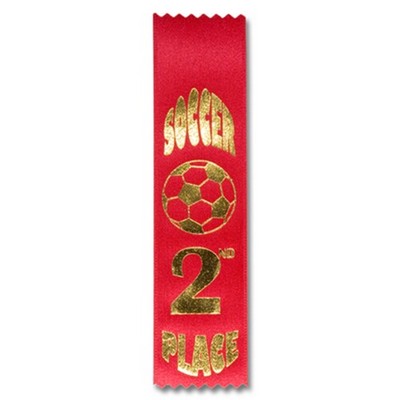 2"x8" 2nd Place Stock Soccer Lapel Event Ribbon