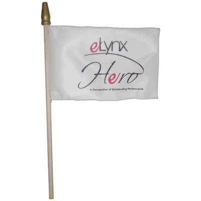 Custom Hand Held Flag w/1 Color Print (6" x 4")