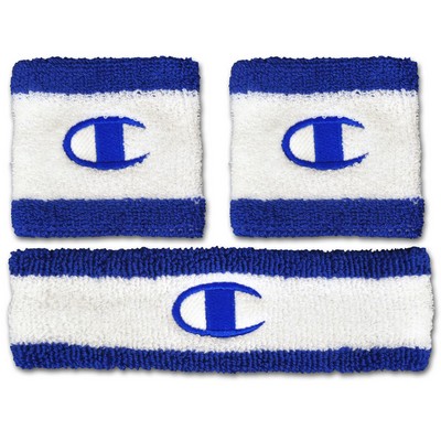 Striped Retro Heavyweight Headband/Wristband Set w/Direct Embroidery