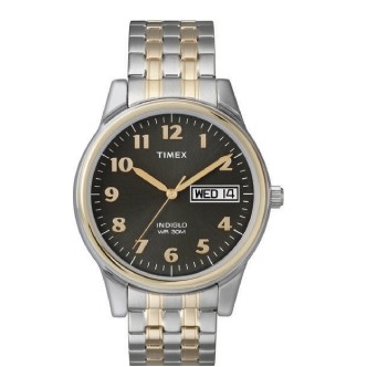 Timex Elevated Classics Dress Expansion Watch w/ Black Dial & Gold Numbers