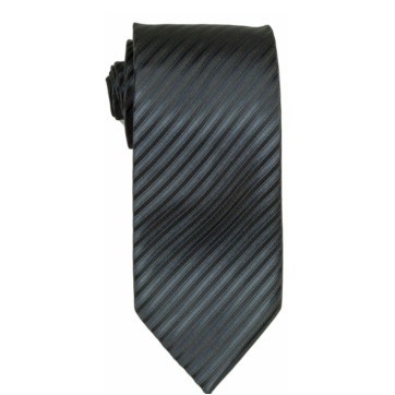 Stock Charcoal/ Black Striped Polyester Tie