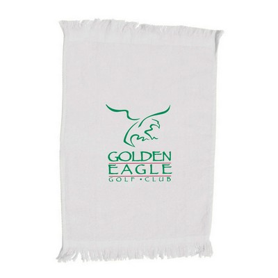 White Fringed Velour Fingertip Towel - 1 Color (11"x18")