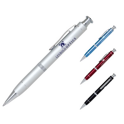 Derek Aluminum Ballpoint Pen w/Diamond Cut Middle Ring